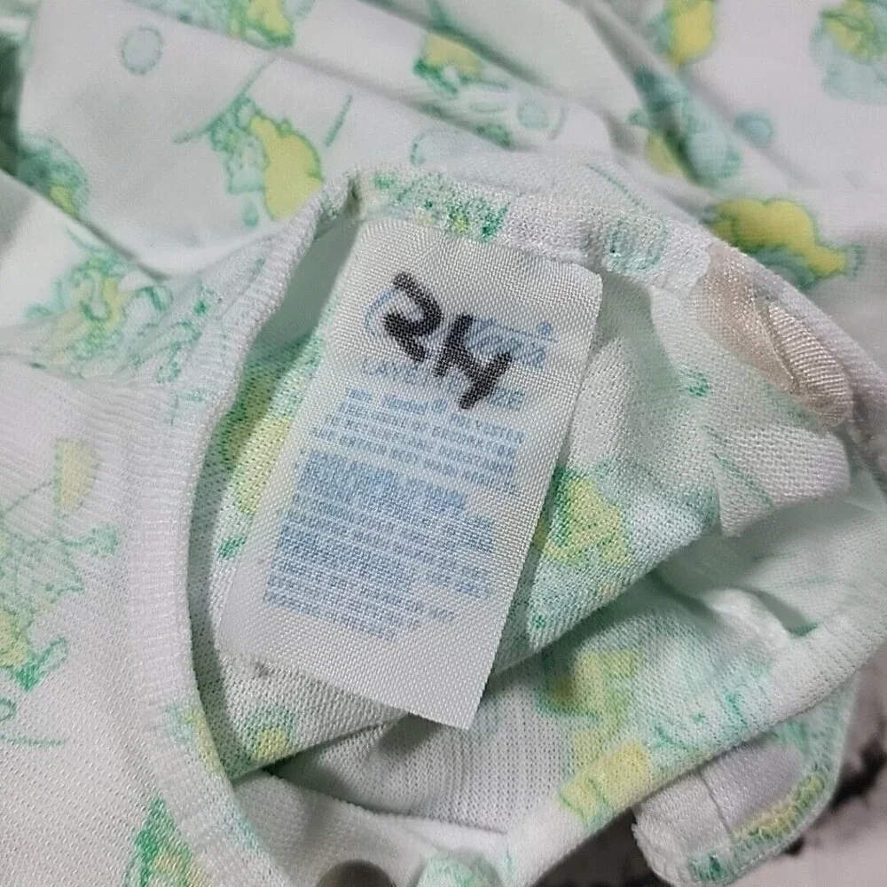 Vintage 70s Carters Layette Gown Sack Newborn Clowns Bears White Blue‎ Yellow